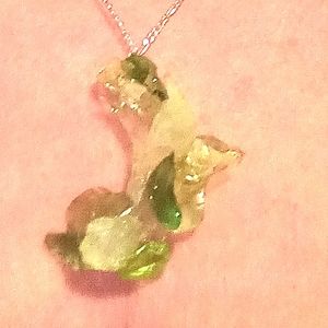 One of a kind, hand made green glass necklace pendant